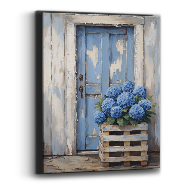 Hydrangea Pallet Planter Cottage Door Farmhouse Canvas Wall Art
