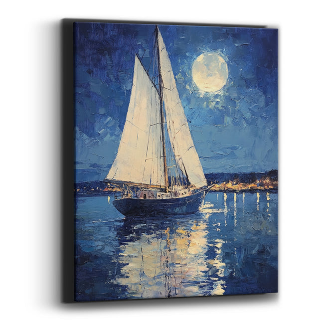 Sailboat Harbor Lights Coastal Canvas Wall Art