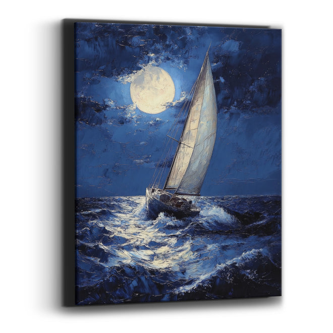 Heeling Yacht Stormy Moody Canvas Wall Art
