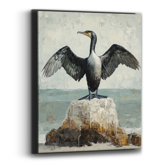 Cormorant Spread Wings Coastal Bird Canvas Wall Art