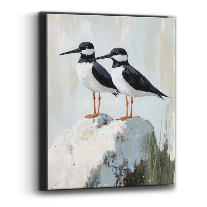 Dune Grass Shorebird Duo Coastal Canvas Wall Art