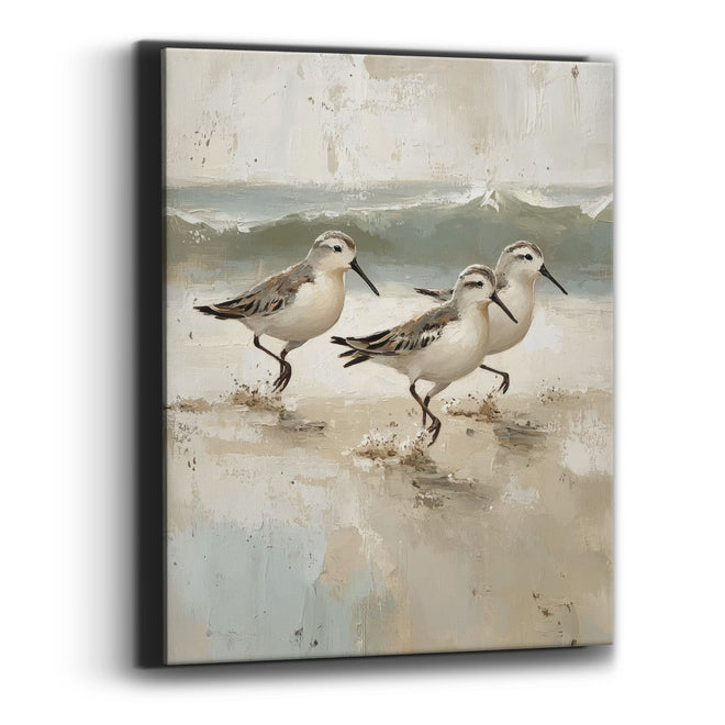 Running Sandpipers Coastal Shoreline Scene Canvas Wall Art