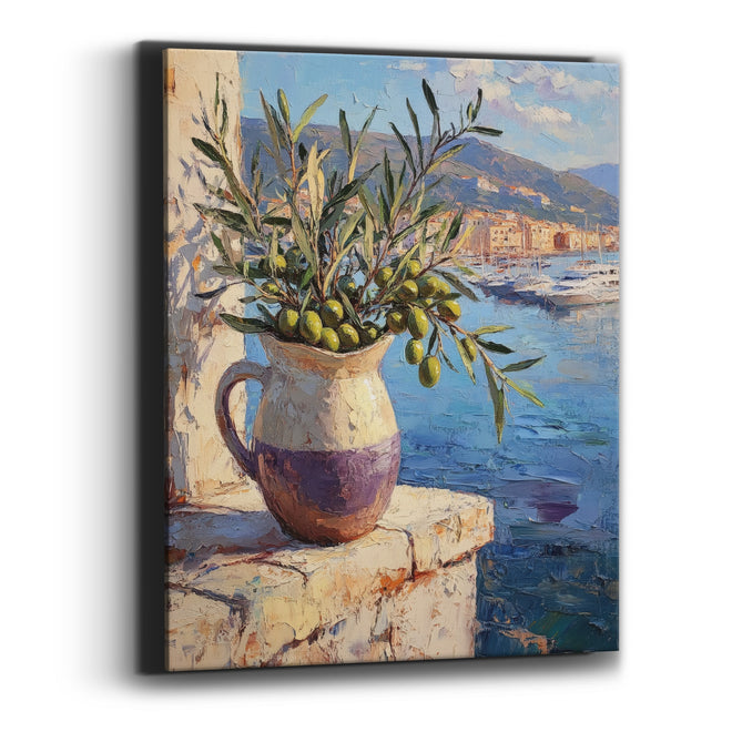 Olive Branch Harbor View Coastal Canvas Wall Art