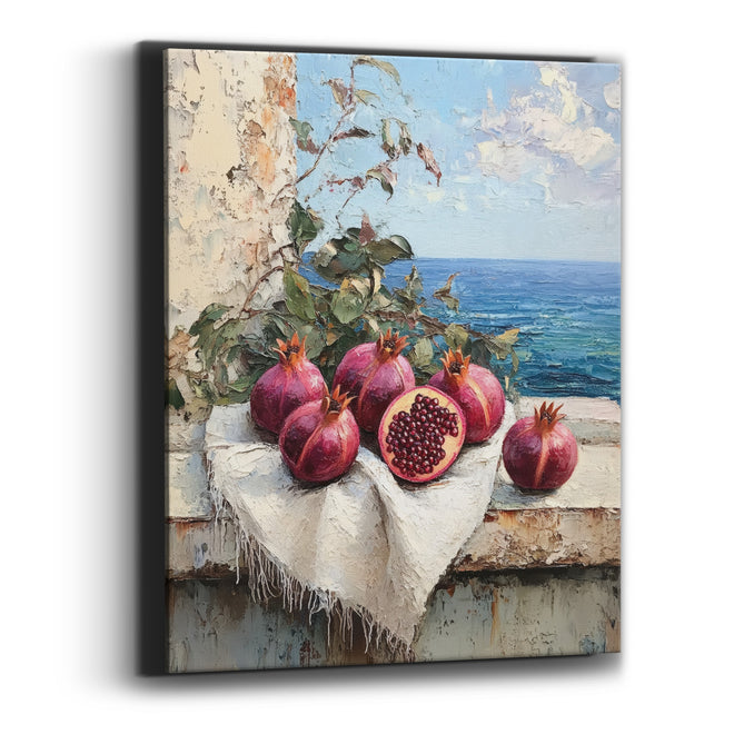 Halved Pomegranate Terrace Coastal Canvas Wall Art