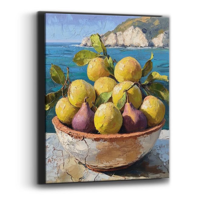 Golden Lemons and Purple Figs Coastal Canvas Wall Art