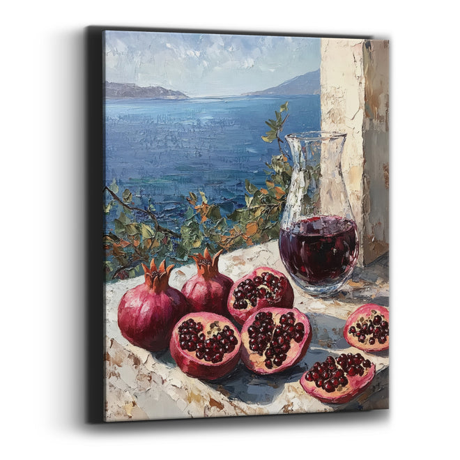 Pomegranate Carafe Bay View Mediterranean Canvas Wall Art