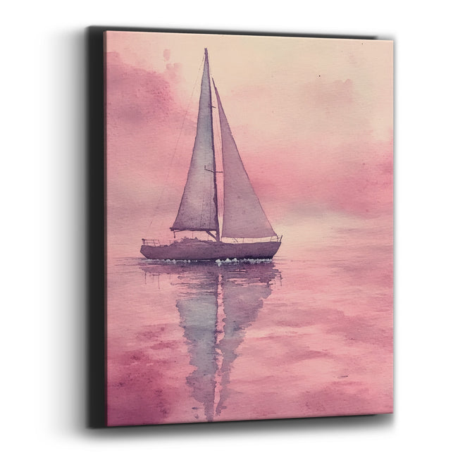 Lone Sailboat Mirror Calm Coastal Canvas Wall Art